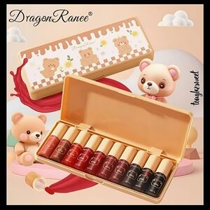 🆕️DRAGONRANEE MINI LIPGLOSS/LIP TINT SET OF 10 IN ADORABLE 🧸TEDDY🧸BOX *Y2K*